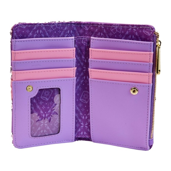 ✨NWT✨ Loungefly Exclusive Disney Rapunzel Sequin Glow Flap Wallet - Picture 3 of 5